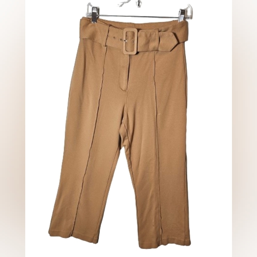 Drew Tan Stretch Pleated Legs Pants with Belt Women's Size 8